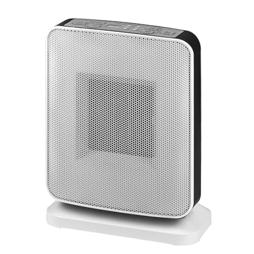 Image of Daewoo 1500W Fan Heater, Ceramic PTC Fan Heater With Adjustable Heat Settings And Timer, Oscillation, LED Control Panel With Digital Display, Compact, Stylish, Portable, White