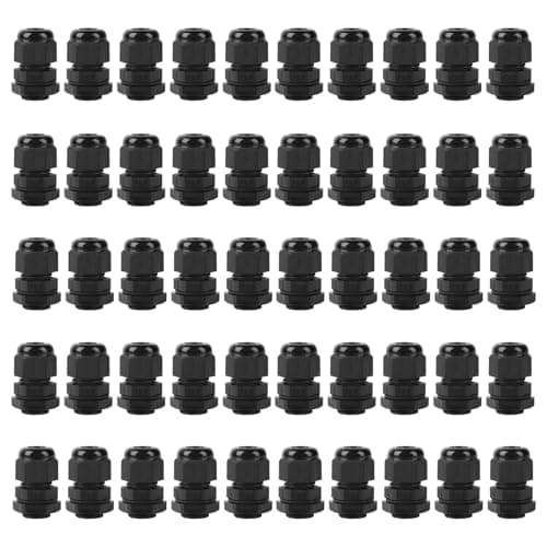 Image of 50 Pcs PG9 Cable Glands, IP68 Waterproof Nylon Cable Glands Set, black Electrical Conduit Gland for 4mm - 8mm Cables, Compression Gland Connectors with Locknut and Washers