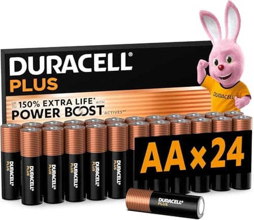 Image of Duracell Plus AA Batteries, 24 Pieces, Alkaline Batteries 1.5V, Up to 150% Extra Life with Power Boost Ingredients, Reliability for Daily Devices, 0% Plastic Packaging, MN1500