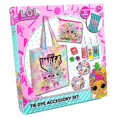 Image of L.O.L. Surprise! Tie Dye Accessories Set - Tie Dye Kit Containing: 1 Tote Bag, 1 Scrunchie, 1 Purse, 1 Head Band and 1 LOL Surprise Gift – Arts and Crafts Gifts for Girls - LOL Toys for Girls