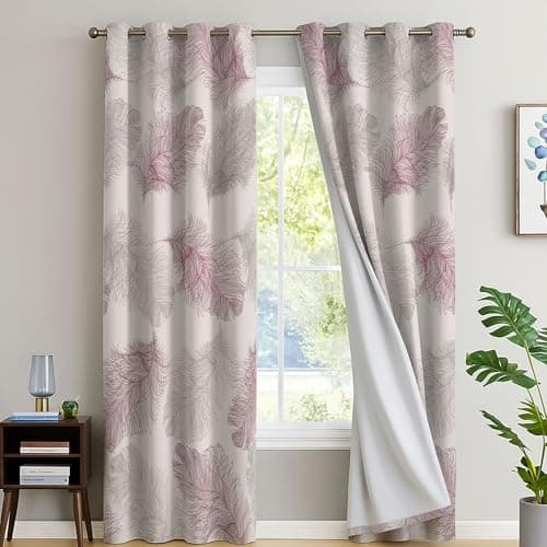 Image of EverSoft Bedding Floral Blackout Curtains 2 Panels - 90" x 72" - Large Window Thermal Insulated & Noise Reducing Flower Print Eyelet Drapes