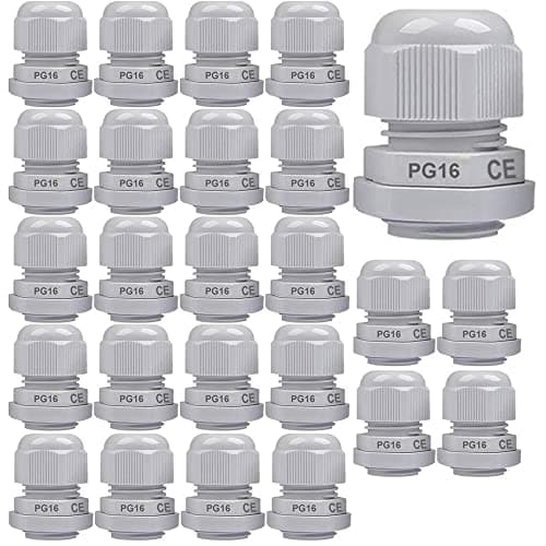 Image of Gebildet 25Pcs PG16 Cable Gland, Plastic Waterproof IP68 Adjustable 8.5-14mm Cable Gland Joint with Rubber Gaskets, M22*1.5 Wire Connector, Wire Protector (White)