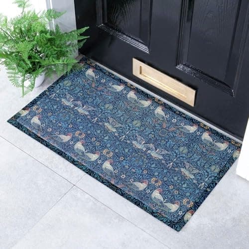 Image of Artsy Mats William Morris Bird Pattern - Decorative Heavy Duty Doormats - Washable Dirt Trapper Non Slip Mats, 70x40cm