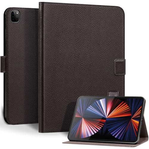 Image of NANRUIL for Ipad Pro 12.9-inch 6th/5th/4th/3rd Gen Case 2022/2021/2020/2018 Genuine Leather Cover Protective,Auto Wake/Sleep and Buckle.Dark Brown