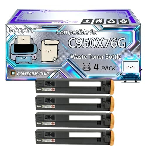 Image of C950X76G Waste Toner Bottle Compatible for Lexmark C950de X950 X950de X954de X950dhe X952 X952de Printers, With Chip, 30000 Pages, Vibrant Colours (4 Pack Black)