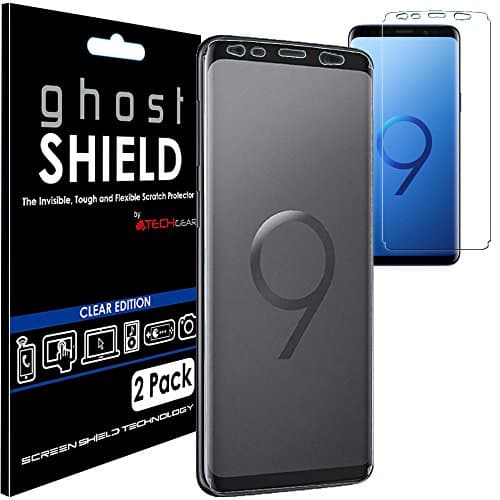Image of TECHGEAR [2 Pack] Screen Protectors to fit Samsung Galaxy S9 [ghostSHIELD Edition] Genuine Reinforced Flexible TPU Screen Protector Guard Covers with Full Screen Coverage inc Curved Screen