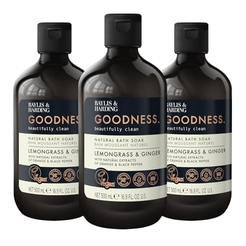 Image of Baylis & Harding Goodness Lemongrass & Ginger Bath Soak, 500 ml (Pack of 3) - Vegan Friendly
