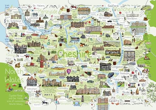 Image of Cheshire Map 1000 Piece Jigsaw Puzzle; Emma Joustra art Collection; Eco-Friendly, Gift for Adults & Families