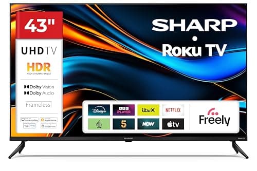 Image of Sharp 43-inch 4K Ultra HD Frameless LED Roku Smart TV – Dolby Vision HDR, Freely, AV1, HDMI 2.1 (eARC), Smart Roku TV Platform – 43HJ4325K (HJ Series)