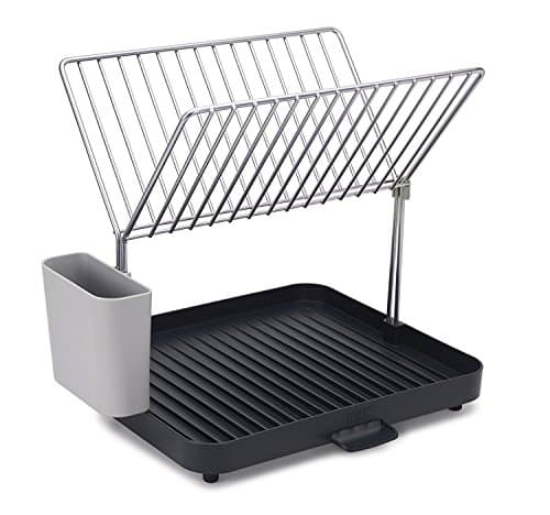 Image of Joseph Joseph Y-Rack - Space saving 2 Tier Dish Drainer Rack with self-draining utensil pot and spout, Grey