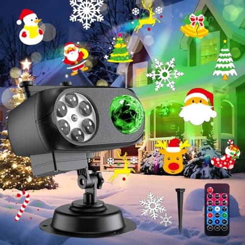 Image of Ruiqas Garden Projector Lights Decorations,4-in-1 Waterproof Projector Lights with 10 HD Effects Plug-in Lamp with Remote Control Suitable for Restaurants,Bedrooms,Home,Garden,Outdoor,Indoor
