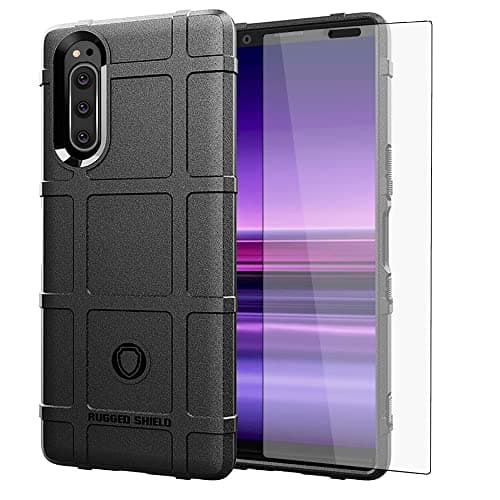 Image of Asuwish Phone Case for Sony Xperia 5 with Tempered Glass Screen Protector Cover and Slim Thin Hard Mobile Film Rugged Protection Cell Accessories Protective Experia XZ5 Xperia5 Five Women Men Black