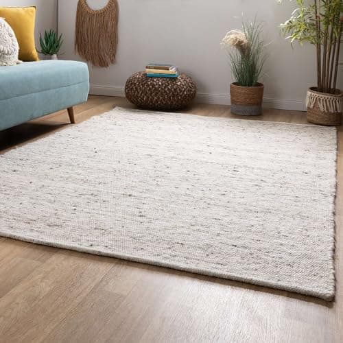 Image of Steffensmeier Handwoven Rug Kos | Wool (Pure Wool), Dark wool blend, Handwoven, Size: 120x170 cm (4'x5'6") Living Room and Bedroom