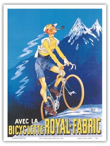 Image of Alpine Cycling with the Royal-Fabric Bicycle (Avec la Royal-Fabric Bicyclette) - Vintage French Advertising Poster c.1910 - Master Art Print (Unframed) 9in x 12in