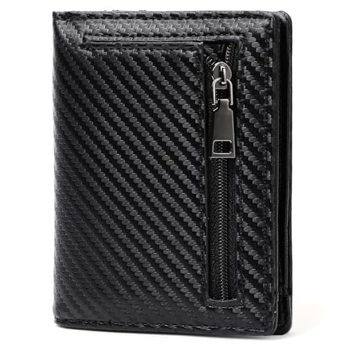 Image of GAEKEAO Genuine Leather Wallet for Men, Bifold Slim Men's Wallet with Zipper Coin Pocket, RFID Blocking Credit Card Holder