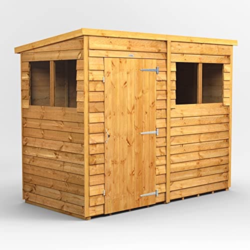 Image of Powersheds High Grade Premium Pent Overlap Wooden Shed with Security Features, Door & Window Flexibility, made from Extra Thick Timber