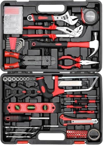 Image of TLGREEN 218 Piece Tool Kit, Professional Mechanic Tool Set with Portable Toolbox, Saw, Adjustable Wrench, Socket Set, Screwdrivers & More for DIY Repairs in Home, Garage, Apartment