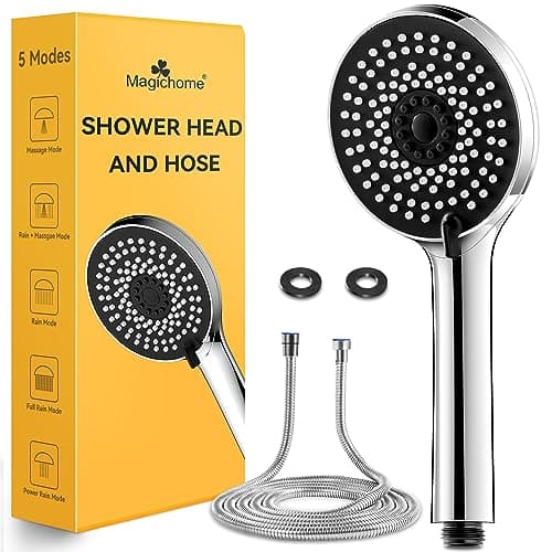 Image of Magichome Shower Head and Hose 2M, High Pressure Shower Head with 5 Modes, Universal Handheld Showerhead for Low Water Pressure