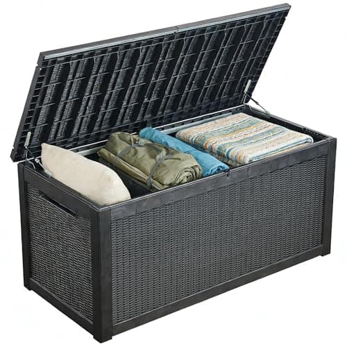 Image of Aweather 980L Garden Furniture Storage Box, Large Capacity Patio Outdoor Container with Lockable Lid, Weather Resistant Shed for Tools, Cushions, Accessories
