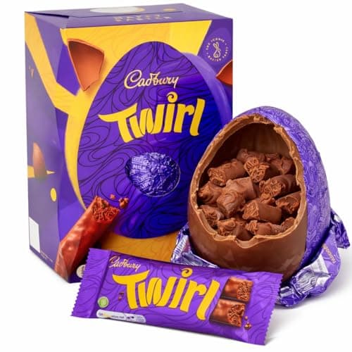 Image of Cadbury Twirl Chocolate Easter Egg, Includes 1 Large Egg and 1 Chocolate Bar Perfect For Easter Hunt School Offices Great Gift Idea For Kids & Adults