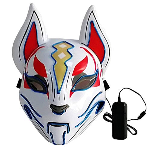 Image of Lixada 10 Colour Fox Full Mask Neon Lights Halloween Party LED Lampshade Dark Glowing Cosplay Mask Party Costume Mask