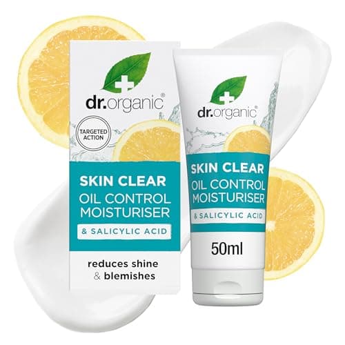 Image of Dr Organic Skin Clear Moisturiser, Oil Control, For Acne & Clear Skin, Salicylic Acid, Oily, Problem Skin, Natural, Vegan, Cruelty-Free, Paraben & SLS-Free, Recycled & Recyclable, Organic, 50ml