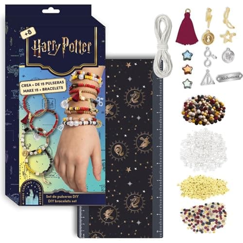 Image of Harry Potter DIY Bracelet Set | Creative Kit with Beads, Elastic and Magic Charms from Hogwarts Houses | Design 15+ Bracelets in Magic Style