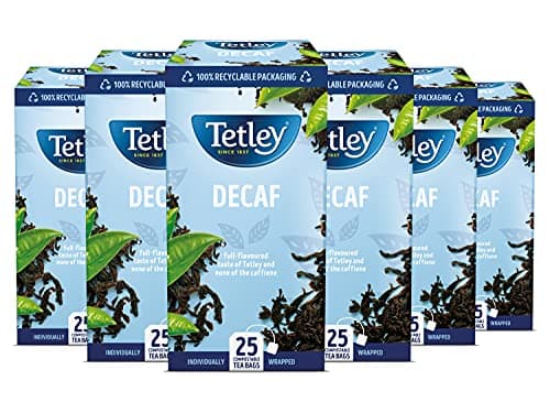 Image of Tetley Everyday Original Decaf Black Tea Bags – Smooth Decaf Blend - Great for All Day Enjoyment - Rainforest Alliance Certified - Full-Flavoured and Refreshing - 150 Enveloped Teabags (6x25 Pack)