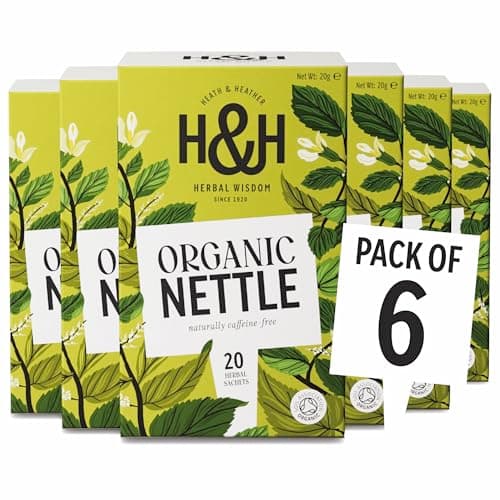 Image of Heath & Heather - Organic Nettle Tea • Earthy Herbal Infusion for Detox & Vitality • Naturally Caffeine-Free • Vegan • Pure Plant Power • Multipack 6 x 20 Boxes (120 Tea Bags)