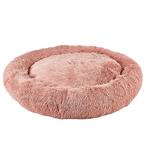 Image of Bunty Cat & Dog Donut Bed, XL - Plush, Fluffy Fur, Machine Washable - Anxiety Relief, Calming, Non-slip Design - Perfect for Dog, Puppy & Cat - Extra-Large, Pink