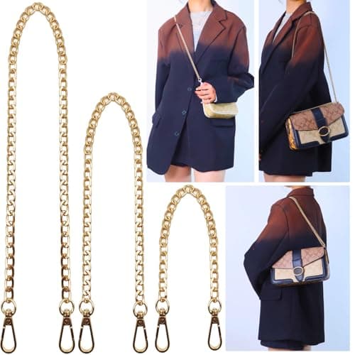 Image of Hongbaite 3 Pack Gold (45cm+95cm+125cm) Bag Chains for Womens Handbags Wallet Purse, DIY Crossbody Bags Chain Extender Strap with Clasp Buckles