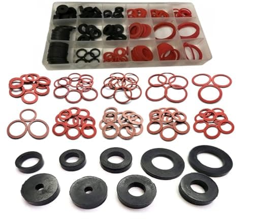 Image of UKDD® 141pc Sealing Washer Set Rubber & Fibre Washer Assorted Set Kit Plumbing Plumber