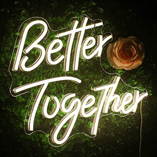 Image of Looklight Better Together Neon Sign Warm White Led Neon Light Sign for Wall Decor Letters Neon Light for Bedroom Wedding Party Anniversary Birthday Engagement Christmas Party Decor with USB