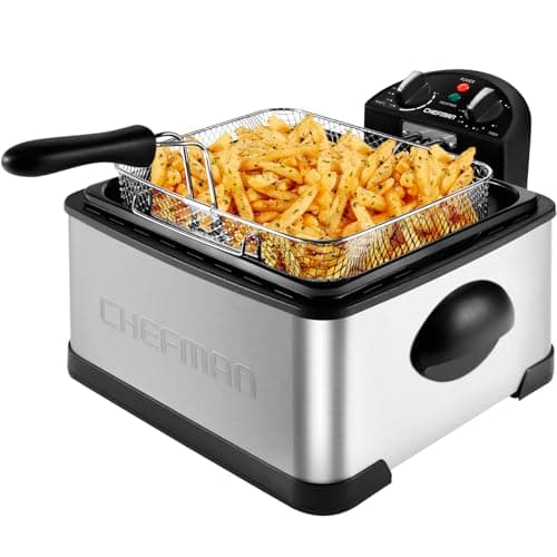 Image of Chefman 4.3 Litre Deep Fat Fryer w/Basket Strainer, XL Jumbo Size, Adjustable Temperature & Timer, Perfect for Fried Chicken, Shrimp, Chips & More, Removable Oil-Container, Stainless Steel