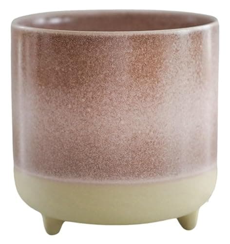 Image of Ivyline Jolie Matte Reactive Glaze Tri-Foot Planter in Rose - Stylish and Waterproof - Indoor Ceramic Raised Houseplant Pot with Feet - H12cm x D12cm