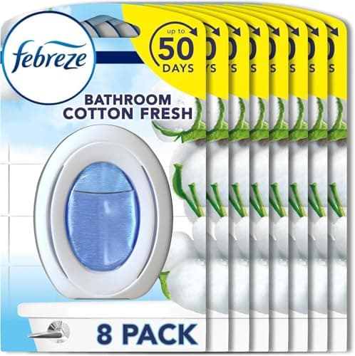 Image of Febreze Bathroom Air Freshener, Odour Fighter, Cotton Fresh, 8 Items, Bathrooms Freshener & Odour Eliminator