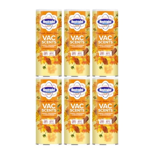 Image of Neutradol Carpet Deodoriser, Vac Scents, Odour Neutraliser Powder for Carpets & Rugs, Fresh Amber Glow, Multipack of 6 x 350g