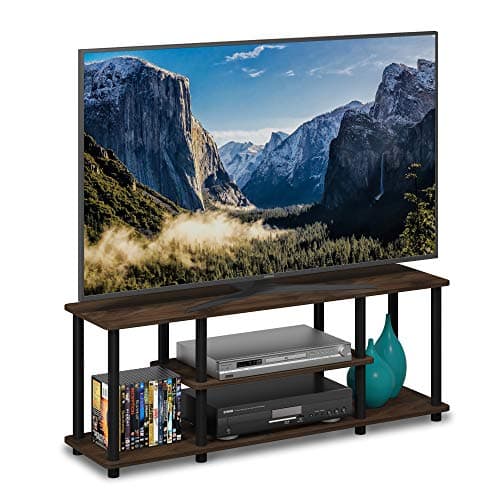 Image of Furinno TURN-N-TUBE TV Stand, 3-Tier Entertainment Center with Open Shelves, TV Console for TV up to 50 Inch, for Living Room, Bedroom, Columbia Walnut