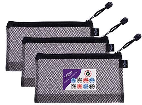 Image of Snopake DL High Capacity Black EVA Mesh Zippa-Bag [Pack of 3] 240 x 130mm – Heavy Duty Bag with Hanging Loop and Business Card Holder [15879]