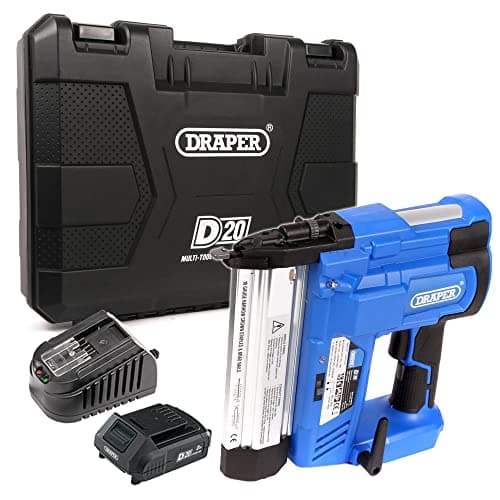 Image of Draper D20 Nail Gun Cordless | 20V Nailer and Stapler Gun | 2Ah Battery and Charger Included | Brad Nailer Electric Stapler | 00646