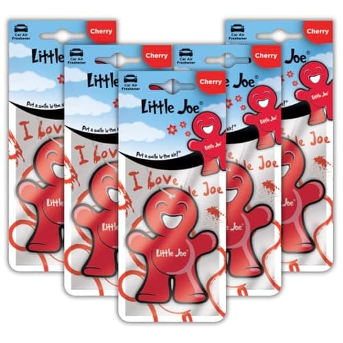 Image of Little Joe Paper Car Air Freshener, 30-Day Long-Lasting Fragrance, Hanging Scented Novelty Freshener for Car Interior Home Boat Caravan - 5 Pack of Cherry (Red)