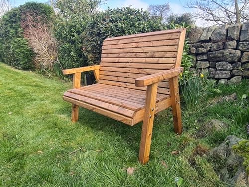 Image of WOODEN GARDEN BENCH SITS 2, VALLEY BROWN BENCH