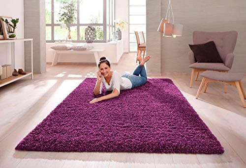 Image of SHAGGY RUG Modern Rugs Living Room Extra Large Small Rectangular Size Soft Touch 30MM / 3cm Thick Pile Living Room Area Rugs Non Shedding (Purple, 80cm x 150cm (3ft x 5ft))