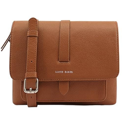 Image of Lloyd Baker London – EVELYN Flap-Over Crossbody Bag: Women's Modern Design in 100% Genuine Full Grain Leather- CARAMEL CAFÉ (Tan)