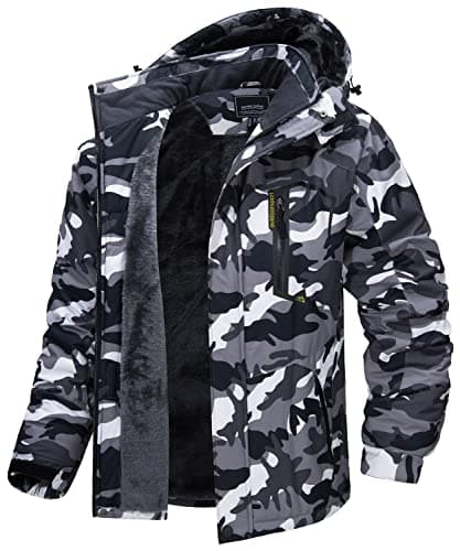 Image of MAGCOMSEN Waterproof Jackets Mens Snow Walking Jacket Outdoor Mountain Jacket Mens Windproof Hiking Jacket with Detachable Hood