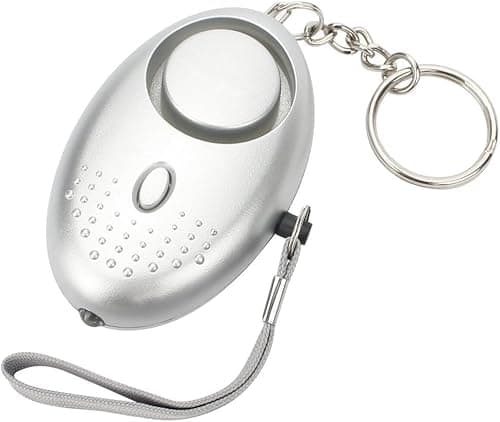 Image of Personal Safety Alarms for Women, Reusable Police Approved 140DB Loud Alarm with LED Light, Small Personal Security Alarm Torch Keychain Safety Security Alarm Panic Rape Attack Safety Tool (Silver)