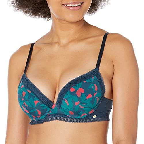 Image of Pretty Polly Women's Tropics T-Shirt Bra Plunge, Blue (Print), 38B