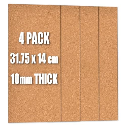 Image of 4 Pack Cork Board Tiles Bulletin Boards Vision Pin Board, 31.75x14cm-10mm Thick DIY Message Notice Board, Self-Adhesive Cork Boards for Walls Decor, Home, Office, Classroom, Kitchen, UK