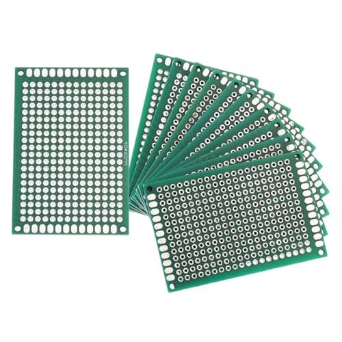Image of sourcing map 10Pcs Breadboard Solderable 60mm x 40mm Green Circuit PCB Board Double Sided Tin-Plated PCB Prototype Board for Electronics Prototyping, DIY Circuits Projects