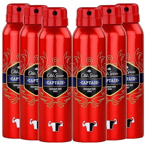 Image of 6 x Old Spice Captain Deodorant Body Spray 150ml Each Without Aluminium for Men